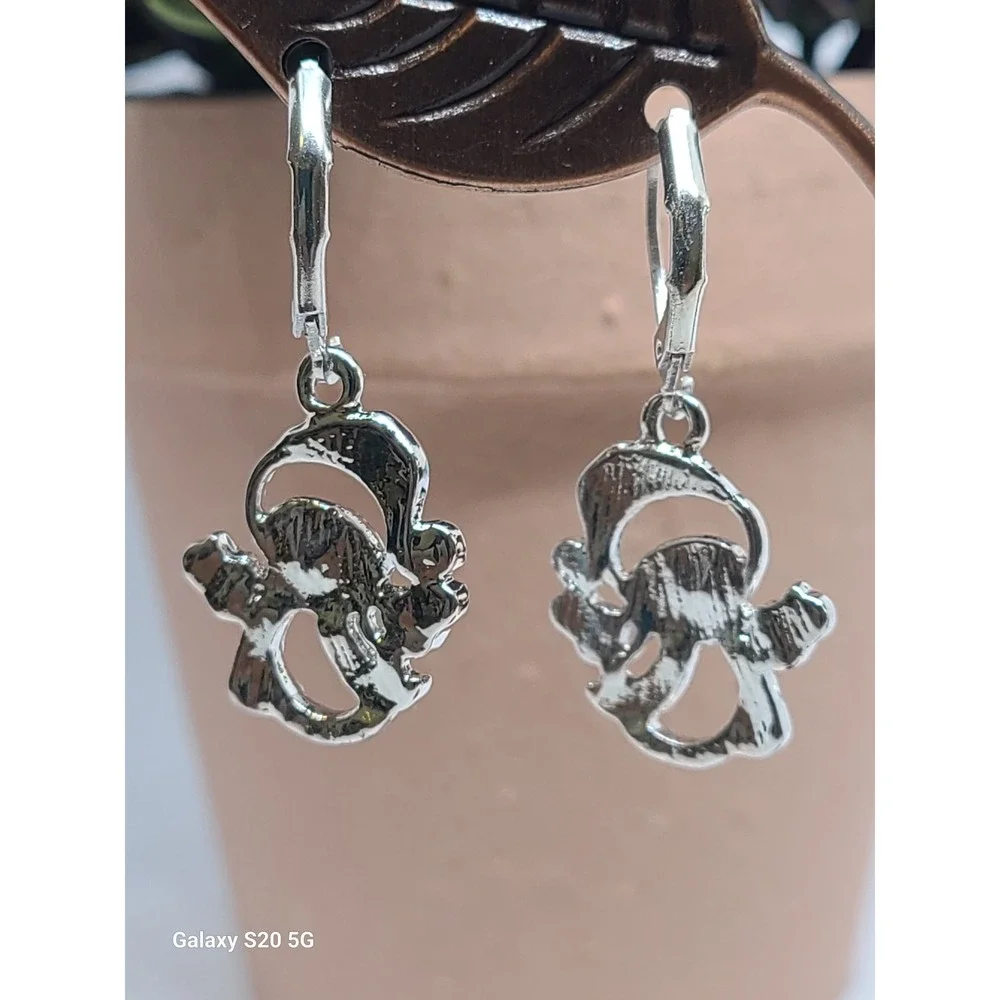 Snowman Enamel Drop‎ Earrings Silver Tone Blue Winter Holiday Rhinestone Dangle
